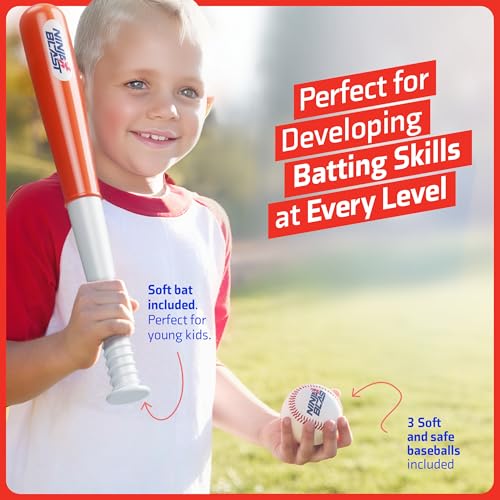 Ninja Blast Tee Ball Set for Kids - 4 Year Old Boy Birthday Gift Baseball Batting Tee- T Ball Set for Toddlers 3-5 4-6 - Toys for Ages 3 4 5 6 Year Old Boy - Toddler Outdoor Toys, Baseball Tee