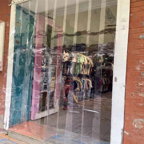 LINGDSWULING Commercial Industrial for Doorways of pet Home Warehouse Freezer Room Plastic PVC Strip Curtain/Door Strip Kit for Coolers Warehouse Doors(35.43x80.71in/0.9x2.05m)