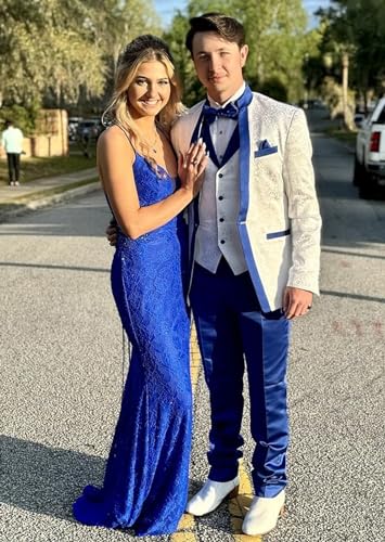 Men's Suits Slim Fit 3 Piece Suits for Men White Premium Floral Blazer Wedding Suits Jacket Vest Pants Men Tuxedo Suits Set 6