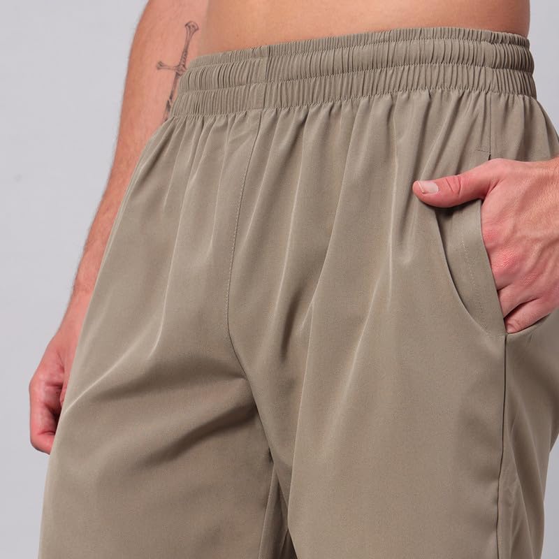 Image of ATICX Polyester Shorts for Men - Quick Dry Lightweight with Zipper Pockets - Gym, Running, Jogging, Training Half Pants for Basketball, Swimming, Badminton, Cycling, Football, Outdoor & Home Wear