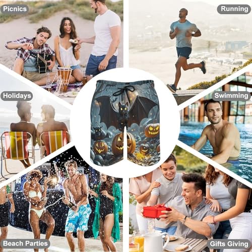 Men's Swim Trunks Quick Dry Board Shorts with Pockets Beach Shorts Halloween Bat Bathing Suits for Men4