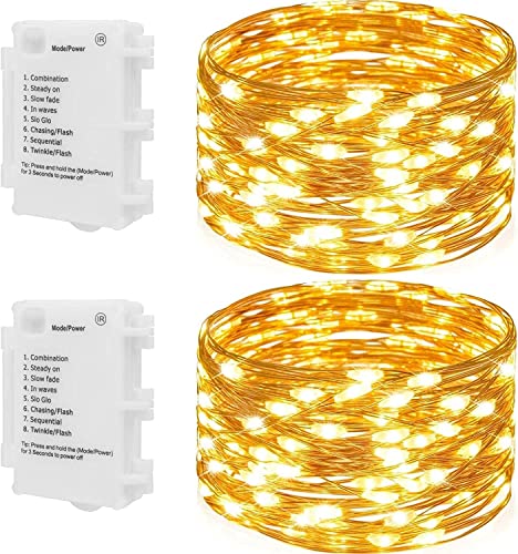 Koopower 2x11m 100er LED Lichterkette mit Timer Batteriebetrieben, 10M Kupferdraht + 1M Kabel, Warmweiß (8 Programm, IP65 Wasserdicht für Outdoor) Cover