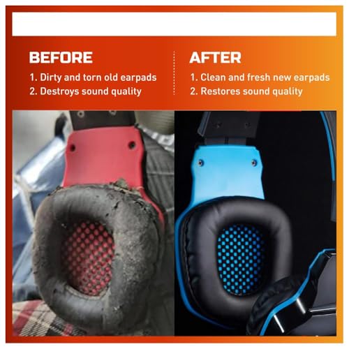 Image of Crysendo Headphone Cushion for Boat Rockers 510 Headphones | Replacement Ear Cushion Foam Cover Ear Pads Soft Cushion | PU Leather & Soft Foam (Black+Blue)