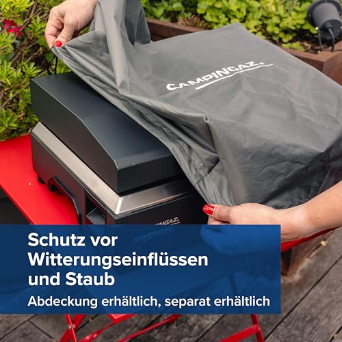 Campingaz Sigma 1 CV Gas-Plancha-Grillplatte mit Deckel | 2,8 kW Kochplatte | Tragbarer Tischgrill | Emaillierte Stahloberfläche | Brenner mit BlueFlame-Technologie für mediterranes Grillen