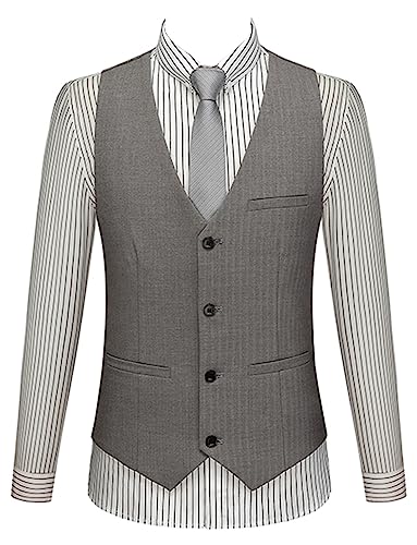 Gilet de costume pour homme à rayures verticales et col en V