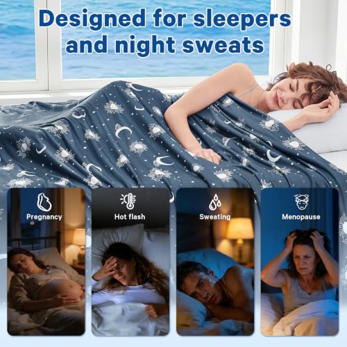Image of inhand Cooling Blanket Throw(50 inchx60 inch) - Double Sided Cooling Blankets for Hot Sleepers, Cool Soft Lightweight Summer Blanket for Beach, Sofa Bed Couch, Room Decor, Gifts for Women Men Midnight Navy