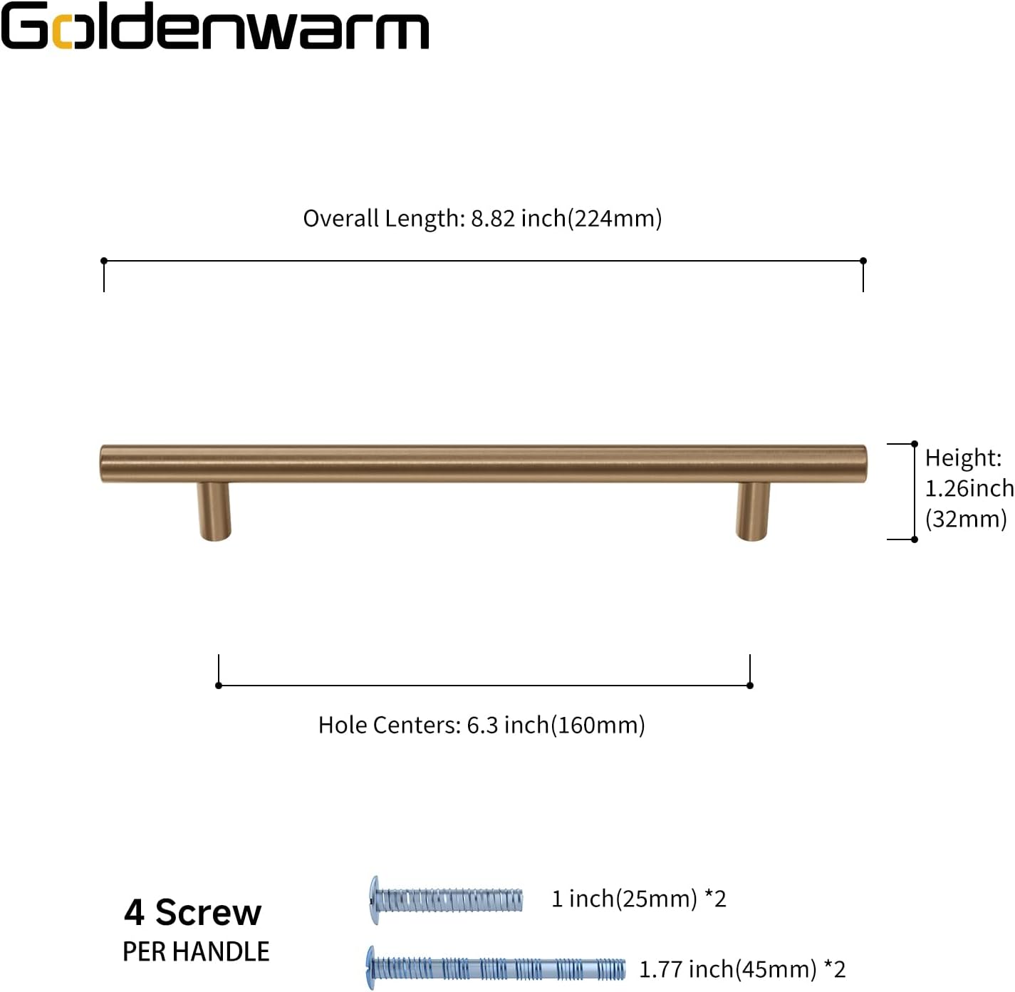 goldenwarm 20 Pack Champagne Bronze Kitchen Cupboard Handles 160mm Cabinet Handles Drawer Handles Kitchen Door Handles Kitchen Cabinet Handles Handles for Drawers Stainless Steel
