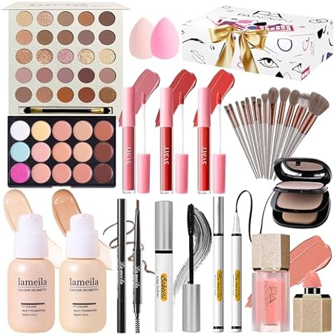 Makeup Kit for Women, Makeup Full Kit for Beginners Teens Girls, Makeup Bundle Include 25 Colors Matte & Shimmer Eyeshadow Palettes, Blush Palette, Lip Gloss Set Cover