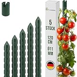 TTL GARDEN Rankstäbe 5er Set 120cm x 11mm Ø grün - Rankhilfe Pflanzstäbe - Stahl rostfrei kunststoffbeschichtet Pflanzenstütze Blumenstütze für Tomaten Paprika Gurken Bohnen & Blumen