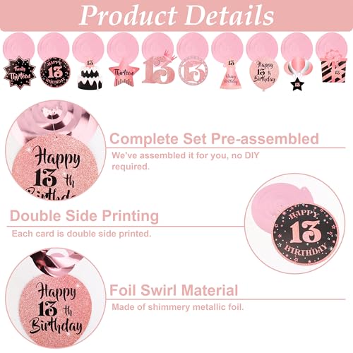 Image of 13th Birthday Decorations for Girls Rose Gold Pre Assembled Birthday Decoration Set Happy 13th Birthday Banner 13 Year Old Girl Birthday Party Supplies