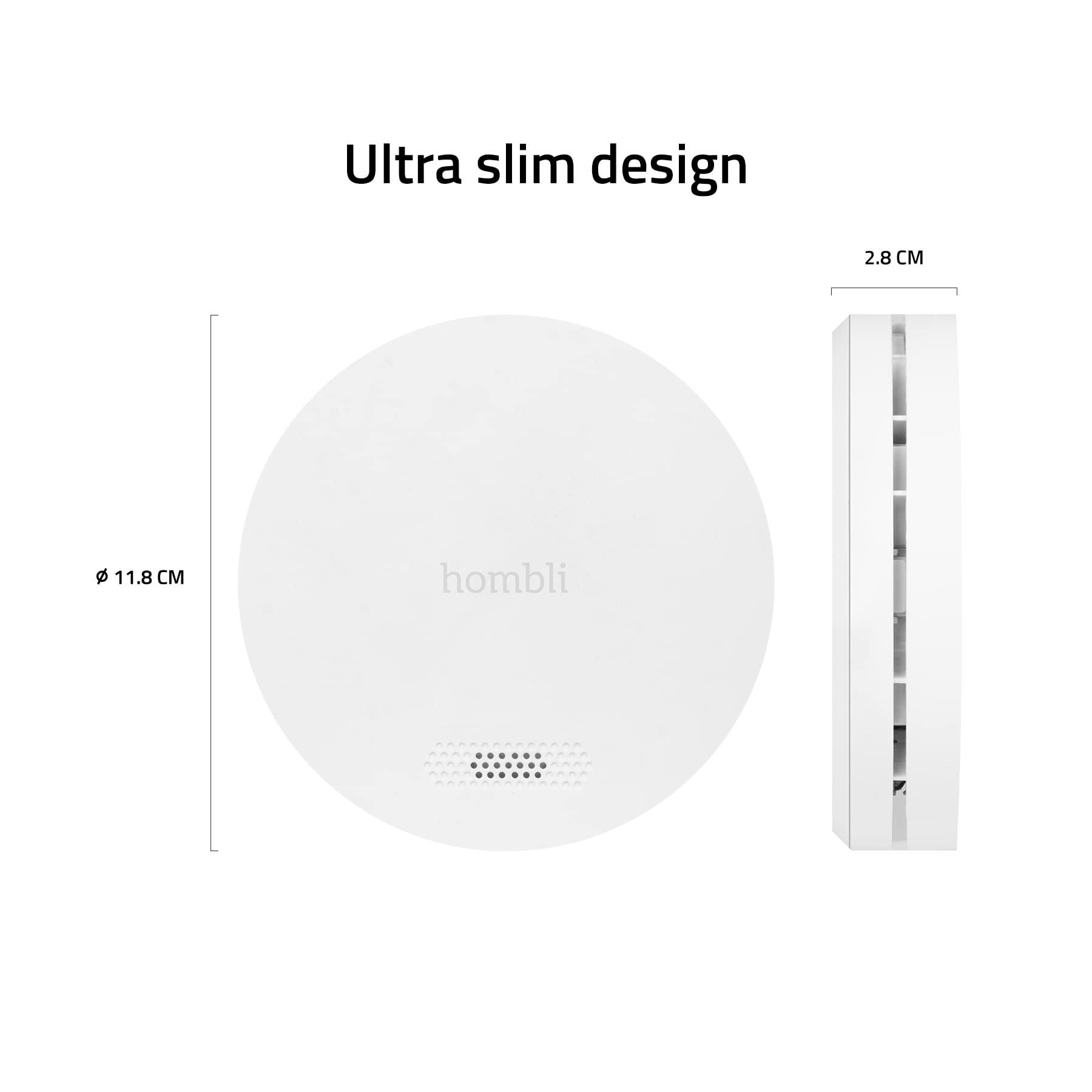 Hombli Smart Rauchmelder 10 Jahren Batterielaufzeit, 85 dB Alarm, Magnethalterung, kompatibel mit Google, Alexa und Siri WLAN, App - 3er Set, Weiß | App-Steuerung, kompatibel mit Alexa, Google, Siri, Magnethalterung, App, 3er Set, niederländische Marke fü
