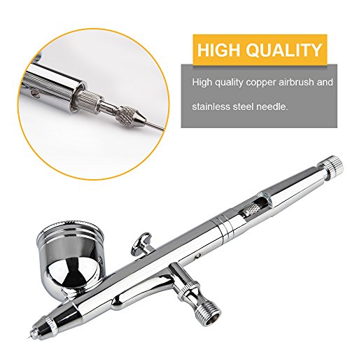 130K Airbrush Kit,Fy-Light Dual Action Air Brush Kit Spray Gun Air Hose with 0.2mm/0.3mm/0.5mm Needle for Complete Set for General-Purpose Art-and-Craft Projects Tattoo Makeup Nail Model-Railroad