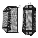 HOMSFOU Bolsa de Aseo de Malla Negra para Hombre, 2 Piezas (triangular Grande y Cuadrada), Organizador de Cosméticos de Gran Capacidad, Bolsa de Almacenamiento para Artículos de Tocador