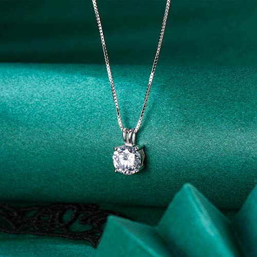 Women's 925 Sterling Silver Round-cut Cubic Zirconia 2 Carat CZ Solitaire Pendant Necklace 18"4