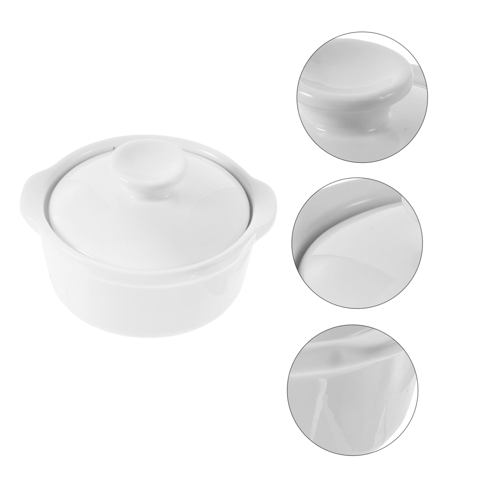 Ciotola per Zuppa in Ceramica con Coperchio e Manici Doppio, Contenitore per Alimenti Resistente con Bordi Lisci, per Ristoranti, Feste e Uso Domestico