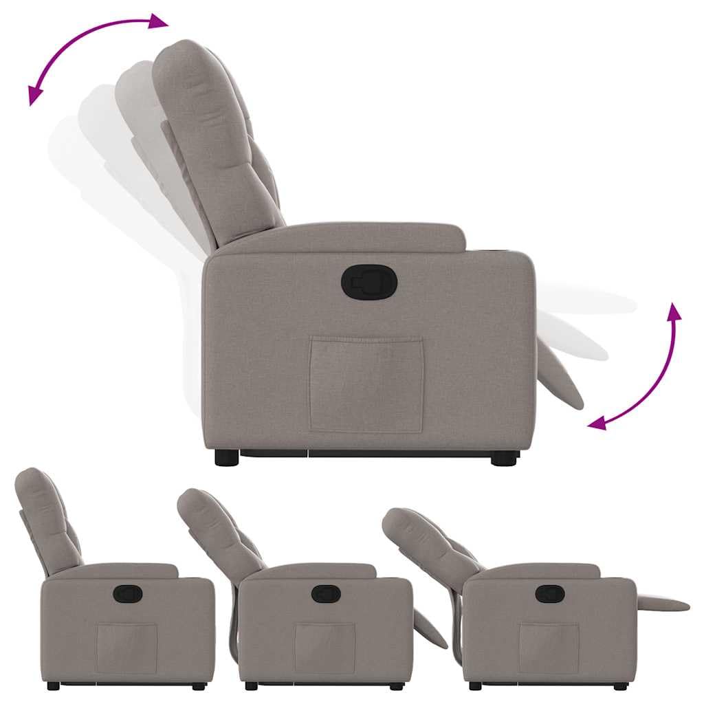 Relaxsessel mit Aufstehhilfe Elektrisch Taupe Stoff 74x86,5x93,5 cm gemütlicher Lesesessel bis 110 kg für Wohnzimmer Schlafzimmer und Seniorengerechtes Wohnen