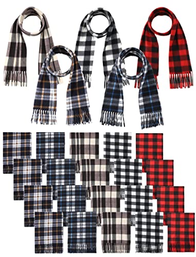 25 Pcs Winter Scarves Warm Winter Scarf Bulk Unisex Scarf with Fringe Men Women Wholesale Homeless Care Gift Christmas