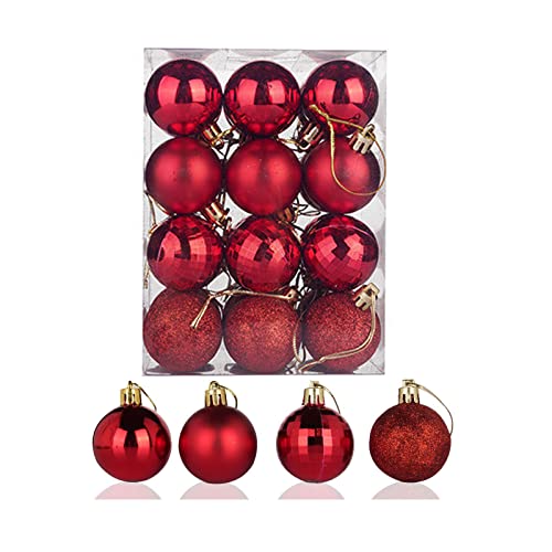 GREDIA Weihnachtskugeln bruchsicher Weihnachtsbaumkugeln Dekorationen Weihnachtsbaumkugeln Ornamente für Weihnachten Halloween Urlaub Party Hochzeitsdekoration 40 mm 24 Stück/Box (Rot) Cover
