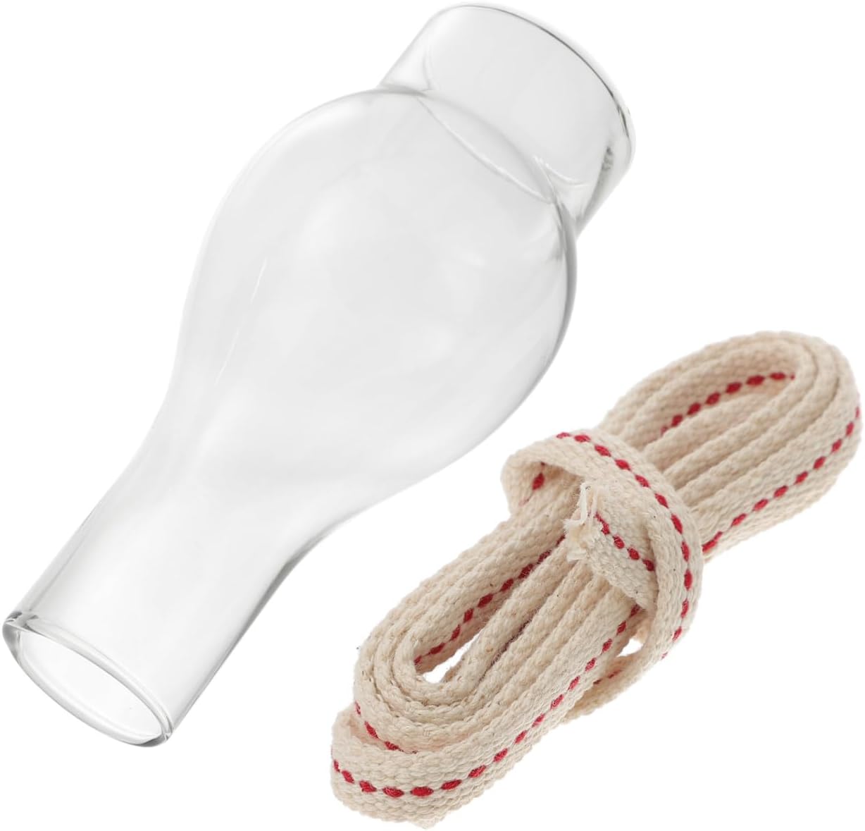 Glass Kerosene Lamp Shade with 1cm Wide Wick 1m Length, Original L555 Glass Chimney Oil Lampshade Replacement Set for Vintage Oil Lanterns, 2pcs Kit for Indoor Lighting