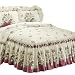 Magnolia Garden Floral Ruffle Skirt Lightweight Bedspread, Burgundy, Queen
