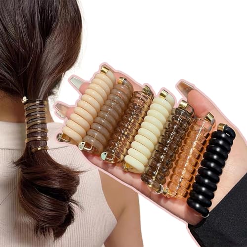 MEONFY Colorful Telephone Wire Hair Bands Spiral Hair Ties Phone Cord Phone Cord Straight Spiral Hair Ties Butterfly Braided Telephone Wire Hair Bands Perfect for Various Outfits (7pcs)