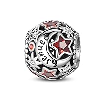 TINSLO Donna Bead Charm Ciondolo 12 Pietra natale Argento Sterling 925 con Cubic Zirconia Pendenti per Pandora Braccialetti, Compatibile con Braccialetti e Collane europei