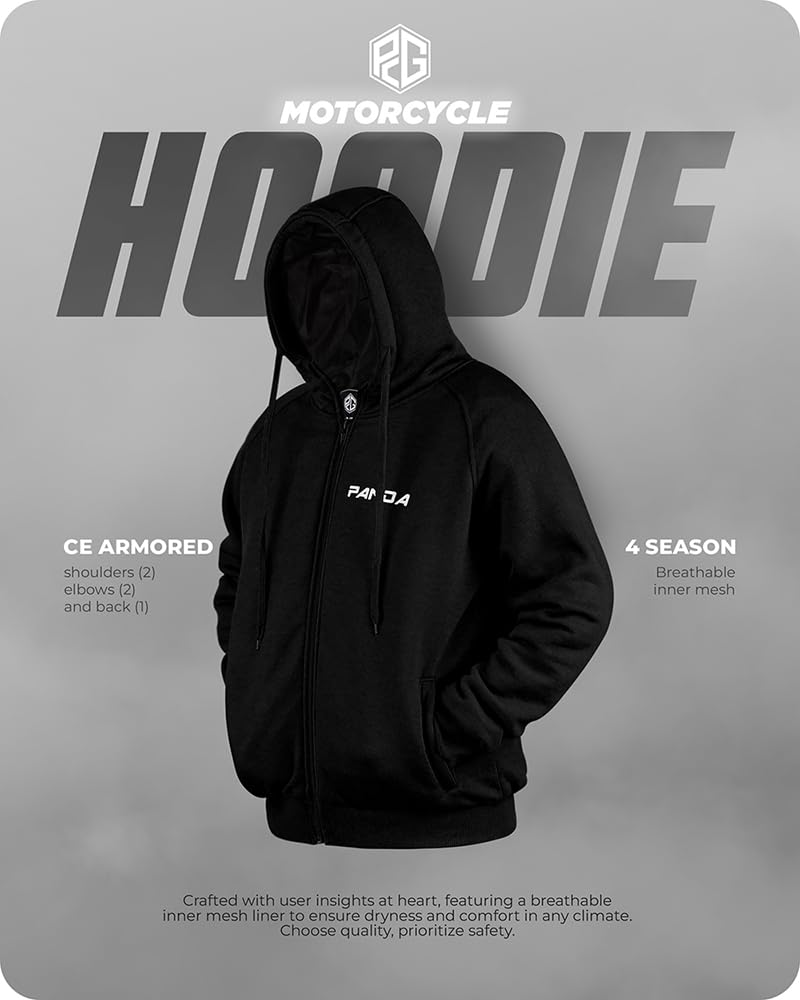 Amazon.com: PANDA CYCLE GEAR Motorcycle Hoodie for Men