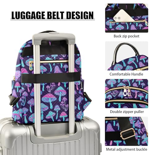 Image of Mini Backpack Mushroom Colorful Fashion Backpack Purse for Women,Handbag Shoulder Bag Casual Daypack, Ladies Gift for College Work (S)