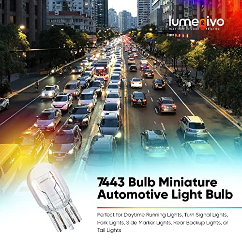 Lumenivo Replacement For Philips 7443 Bulb Miniature Automotive Light Bulbs 25W 13.5V T6.5 Wedge Base For Brake Tail Light, Rear Backup, Side Marker, Park Light, Daytime Running Light - 4 Pack #TOP3