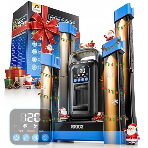 POPCHOSE Heavy-Duty Boot Dryer, Upgraded Shoe Dryer Helps Reduce Odor, Glove & Boot Warmer, Fast 1.5-Hour Drying Dual Dir Duct with Heating Blower, Silent & Adjustable Timer