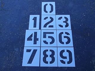 12" x 8" Number Stencils for Parking Lot Striping - 12 Inch - 60 Mil - (1/16" Thick) Parking Lot Stencils