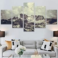 SIGNWIN 5 Panel Canvas Wall Art Modern Art Expressive Landscape Modern Mountain Top Multicolor Photography for Home Decorations Ready to Hang - 60