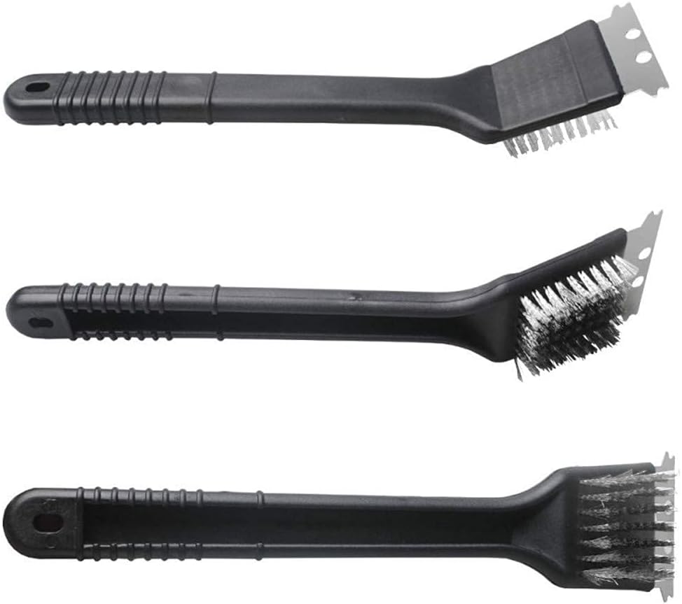 Grill Brush and Scraper - Extra Strong BBQ Cleaner Accessories - Safe Wire Bristles 18" Stainless Steel Barbecue Triple Scrubber Cleaning Brush for Gas/Charcoal Grilling Grates, Wizard Tool (2 in 1)