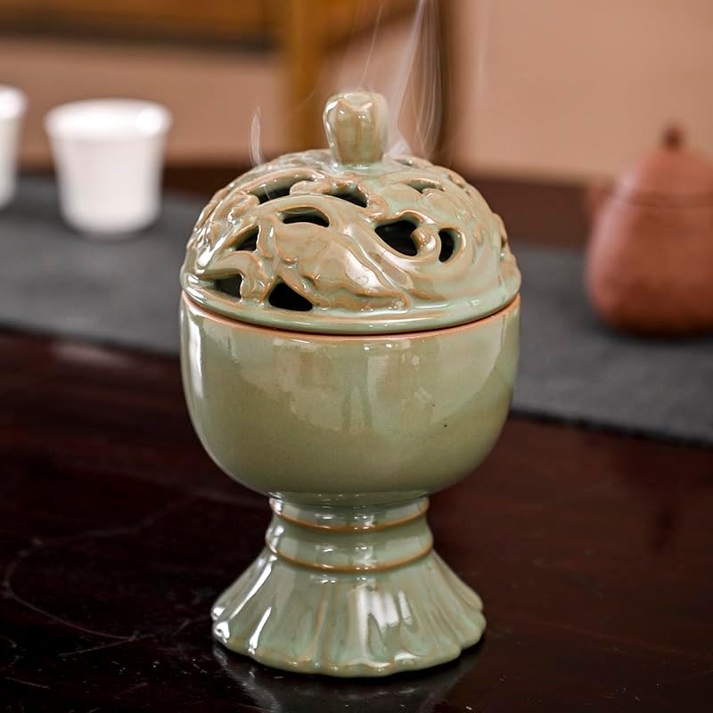 香炉 白磁 平戸焼 透かし 獅子頭 香合 白磁 平戸焼 龍紋 茶道具 古物品