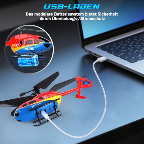 VATOS Ferngesteuerte Helikopter, 2,4GHz Ferngesteuerter Hubschrauber mit Gyro & LED-Licht RC Hubschrauber für Kinder ab 10+ Jahren, 3,5-Kanal Feste Höhe Flugspielzeug für Kinder/Erwachsene/Anfänger