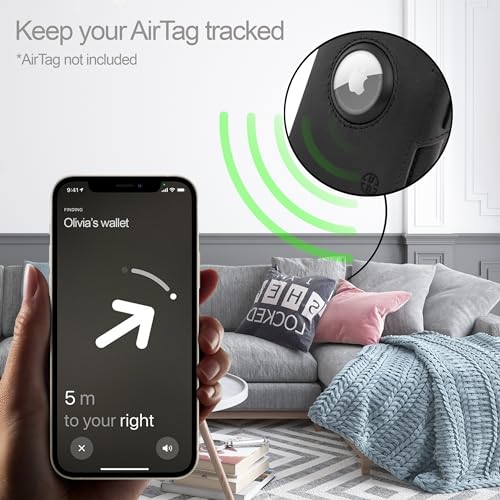 TRUSADOR Unisex Toscana AirTag Holder Leather Wallets (AirTag & Coin Holder, Black)3