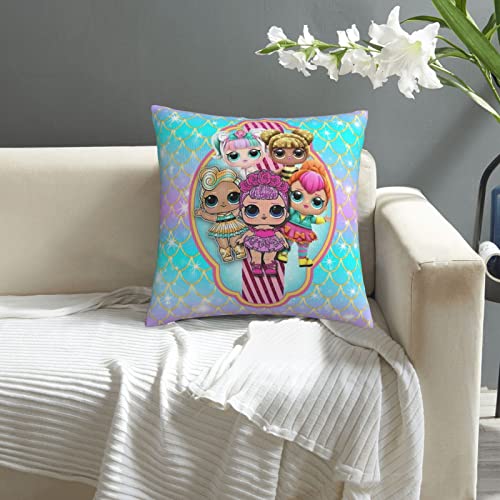 Cute Surprise Pillow Cover 18" X 18",Cartoon Square Throw Pillow Case For Girls Decorative Bedroom/Livingroom/Sofa/Nursery Room #TOP3