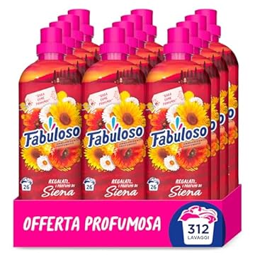 Fabuloso Ammorbidente Concentrato I Regalati l'Italia con Profumi di Siena 12x585ml | Fragranza che Dura per Settimane* | Fragranza Attivata dal Movimento | 312 Lavaggi