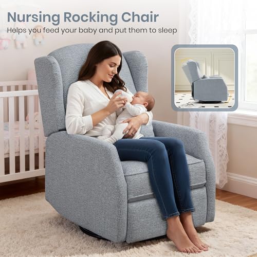 Sillón giratorio reclinable gris con reposapiés ajustable miniatura 6