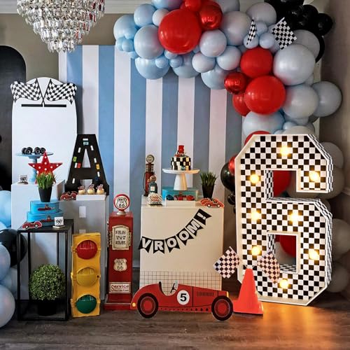 Image of Imprsv Race Car Birthday Party Decorations, 3ft Light Up Marquee Number 6