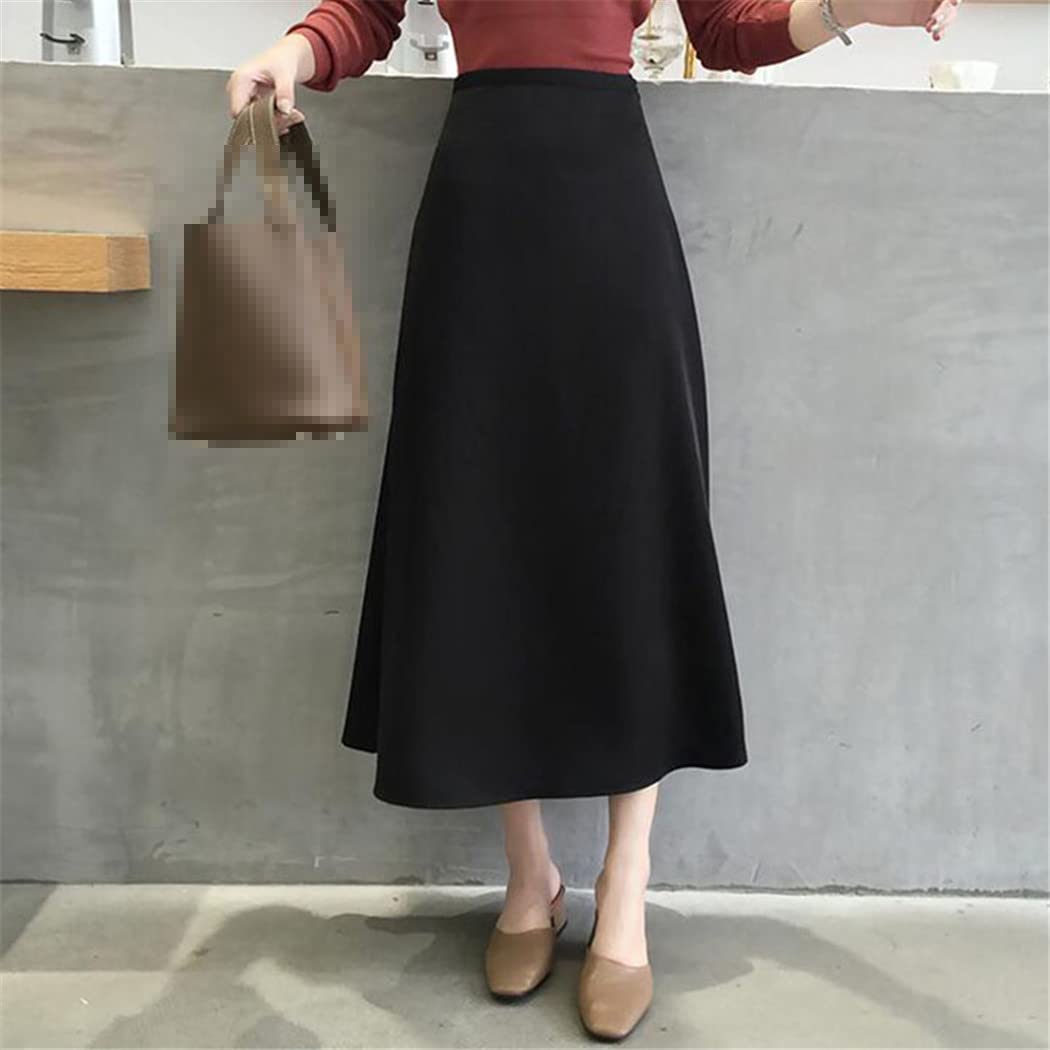 Jupe d'été élégante en satin pour femme - Uni - Vintage - Taille haute - Pour le bureau et les fêtes, kaki, 52