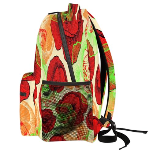 Sac à dos coquelicot rouge grand format pour ordinateur, école et randonnée