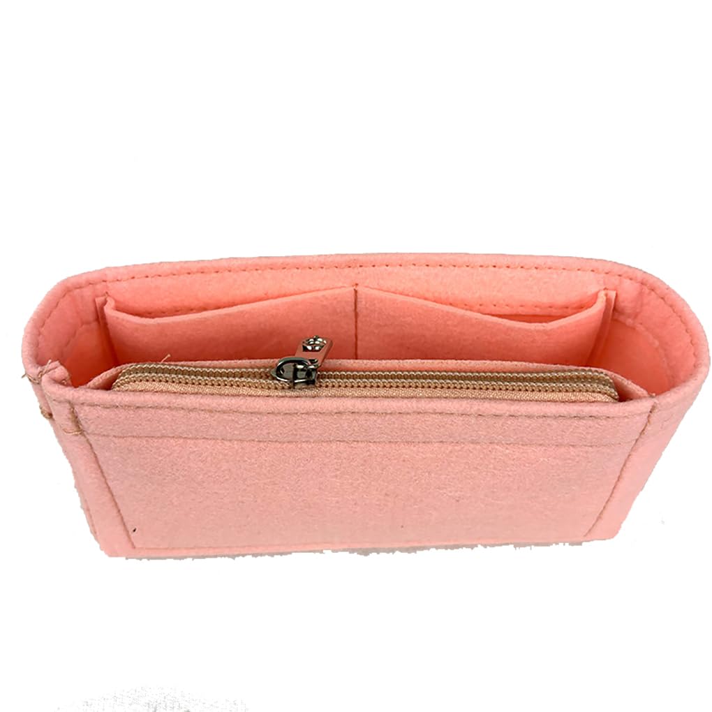 Ttiy Purse Organizer Insert Felt Handbag Shaper Lightweight Tote Bag Divider With zipper for Inside Purse Handbag Pouch 1PCS Pink 31 * 15 * 5.5cm