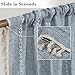 ColorBird Boho Curtains 84 inch Length 2 Panels Sets Farmhouse Blue Linen Boho Striped Room Darkening Drapes, Embroidered Window Vintage Bohemian Curtains for Living Room Bedroom