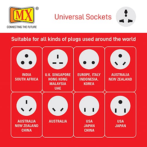 Image of MX 6 Socket Power Strip with Individual Switches, LED Indicator & Child Safety Shutters | Universal Sockets with 1.5 Meter Heavy Duty Cord | Surge Protector Power Extension Board