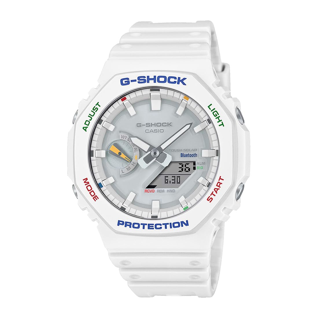 Casio G-Shock GA-B2100FC-7ADR Multi-Coloured Analog-Digital Dial White Resin Strap Men’s Watch Tough Solar Bluetooth G1475