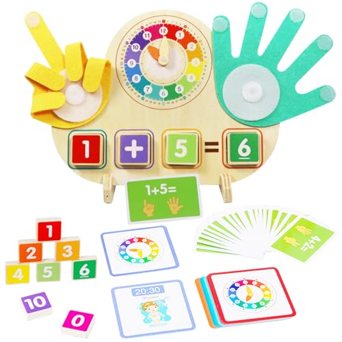 Montessori Spielzeug Lernspiel, Kinder Holz Mathe Spielzeug Zählen Lernen Spielzeug, Pädagogisch Wertvoll für Rechnen Zahlen Lernen, Holzspielzeug Fingerzählmathe, Lernspiele Jungen Mädchen Geburtstag