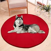 Waigg Kii Grand Tapis De Lit Pour Chien, Tapis Rond En Velours Corail Doux Pour Animal De Compagnie, Matelas Anti-anxiété Pour Chiens De Petite, Moyenne Et Grande Taille (60 Cm, Bleu Marine