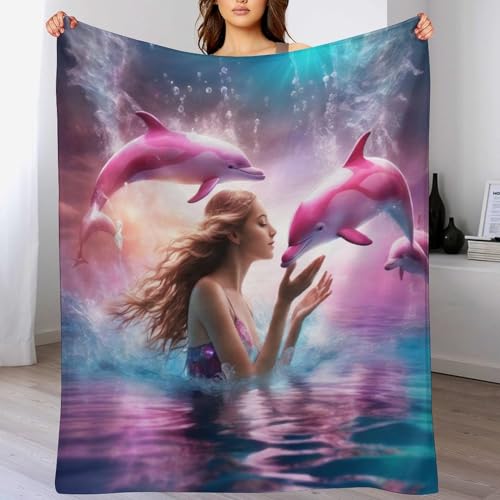 AASWDFR Decke Delphin Decken Tagesdecke - Weiche Flannel Decke Sofadecke - Wohndecke Sofaüberwurf Bettüberwurf 40