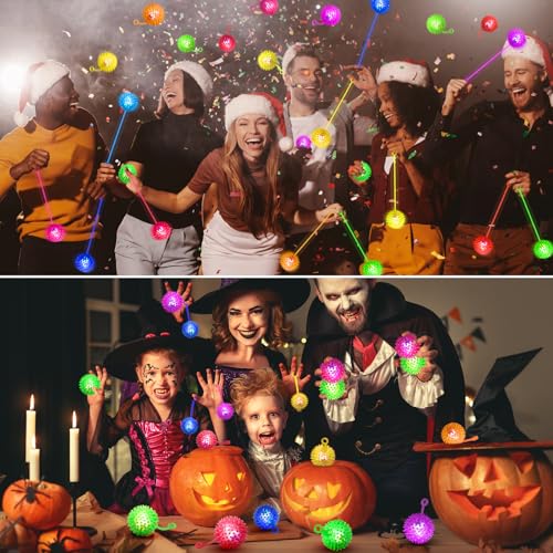 Image of SHQDD 24PCS Light Up Ball, Stress Balls, Bouncy Balls for Kids, 6 Colors Flashing Squeaky Ball, 2.2inch Light Up Toys, Balls for Toddlers 1-3, Glow in The Dark Party Favors for Teens, Adults, Children